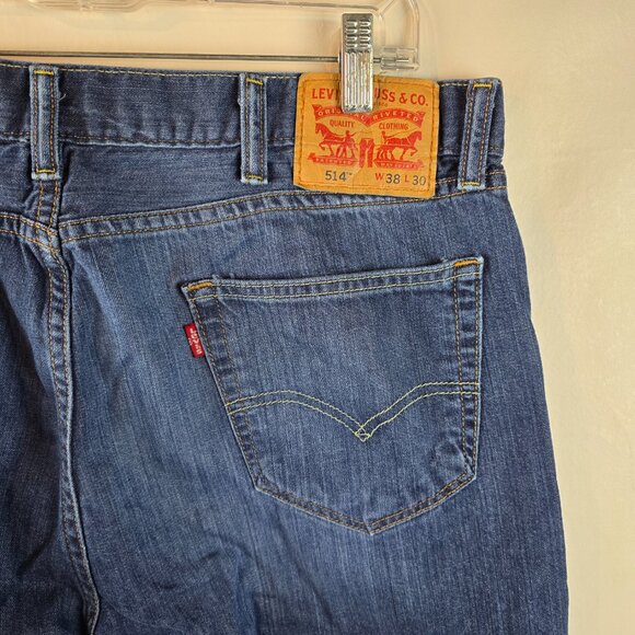 Levi's 514 Jeans Mens 38x30 Blue Denim Dark Wash Straight Fit Casual Normcore - Picture 7 of 11